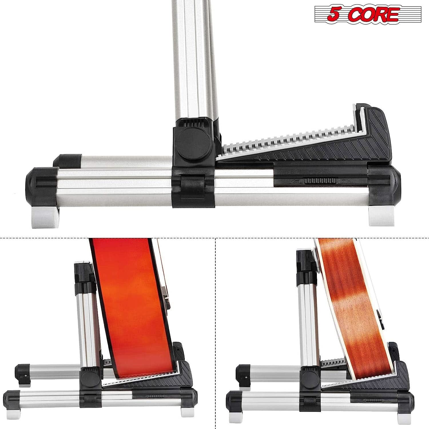 5Core Guitar Stand Floor Adjustable Aluminum a Frame Universal Folding